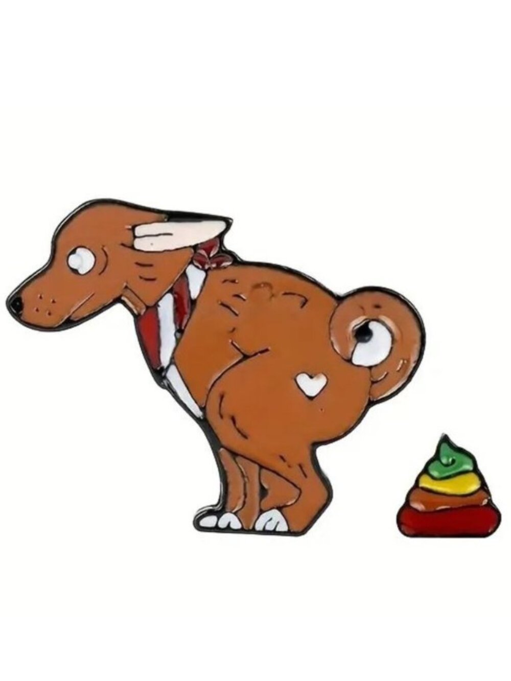 Dog Pin Funny Pooping Enamel Bag Charm Badge Rainbow Gag Gift Trendy Whimsicle